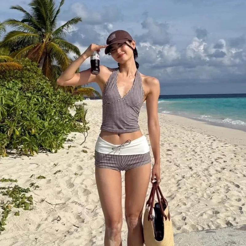 V-Plunge Checkered Bikini